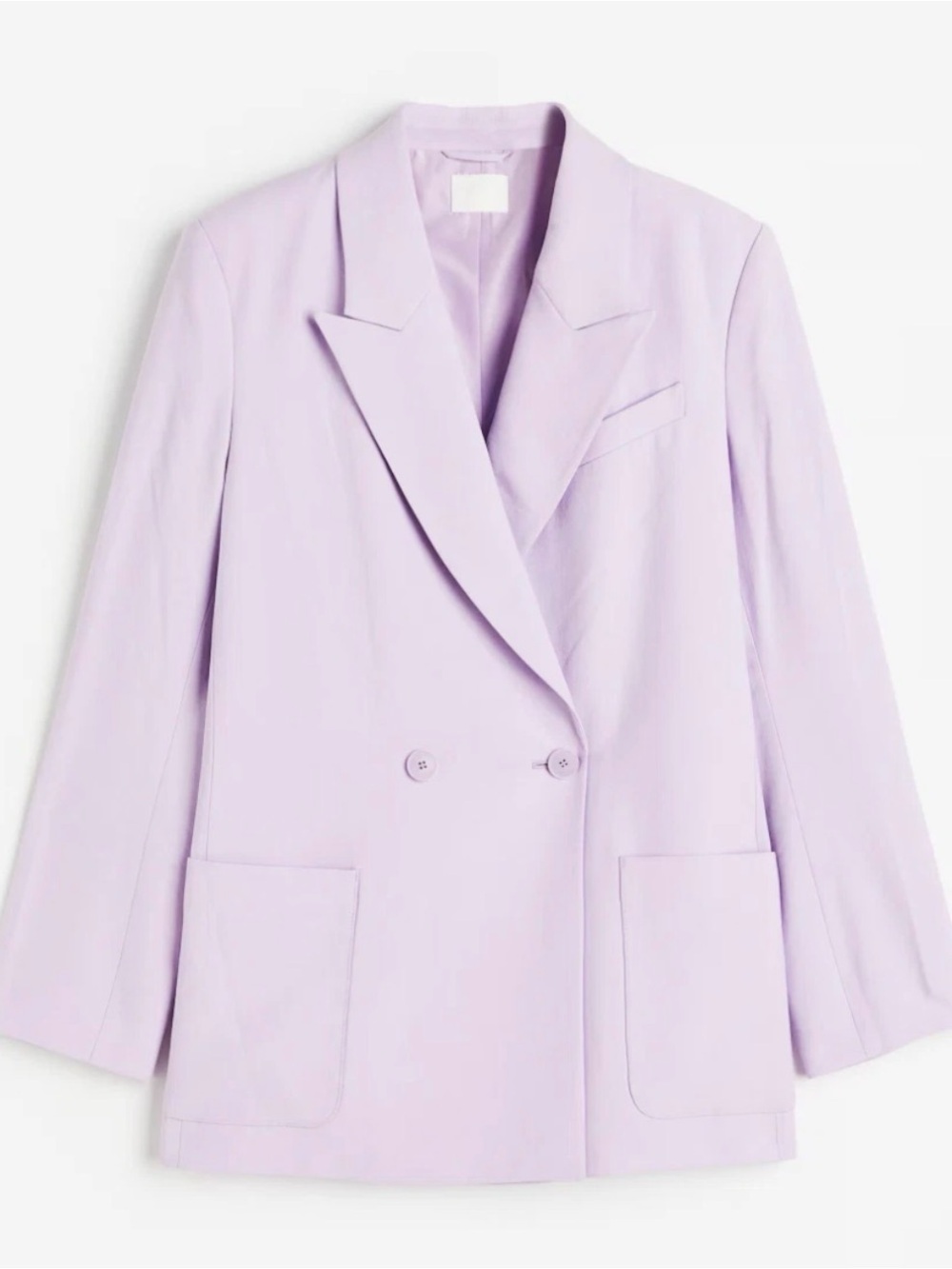 This H&M women's lilac blazer, double-breasted, large patch pockets size small